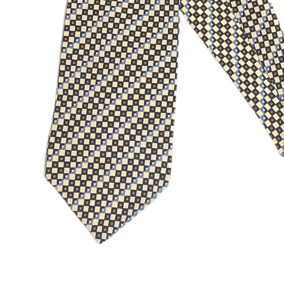Di Moggio Silk Tie Men’s 59” Beige Black Blue Geometric Designer Wide Tie New - Picture 1 of 4